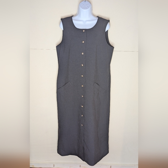 Orvis Dresses & Skirts - Orvis Charcoal Gray Sleeveless Button-Down Dress
